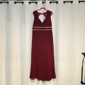 Burgundy Formal Gown with Rhinestones
